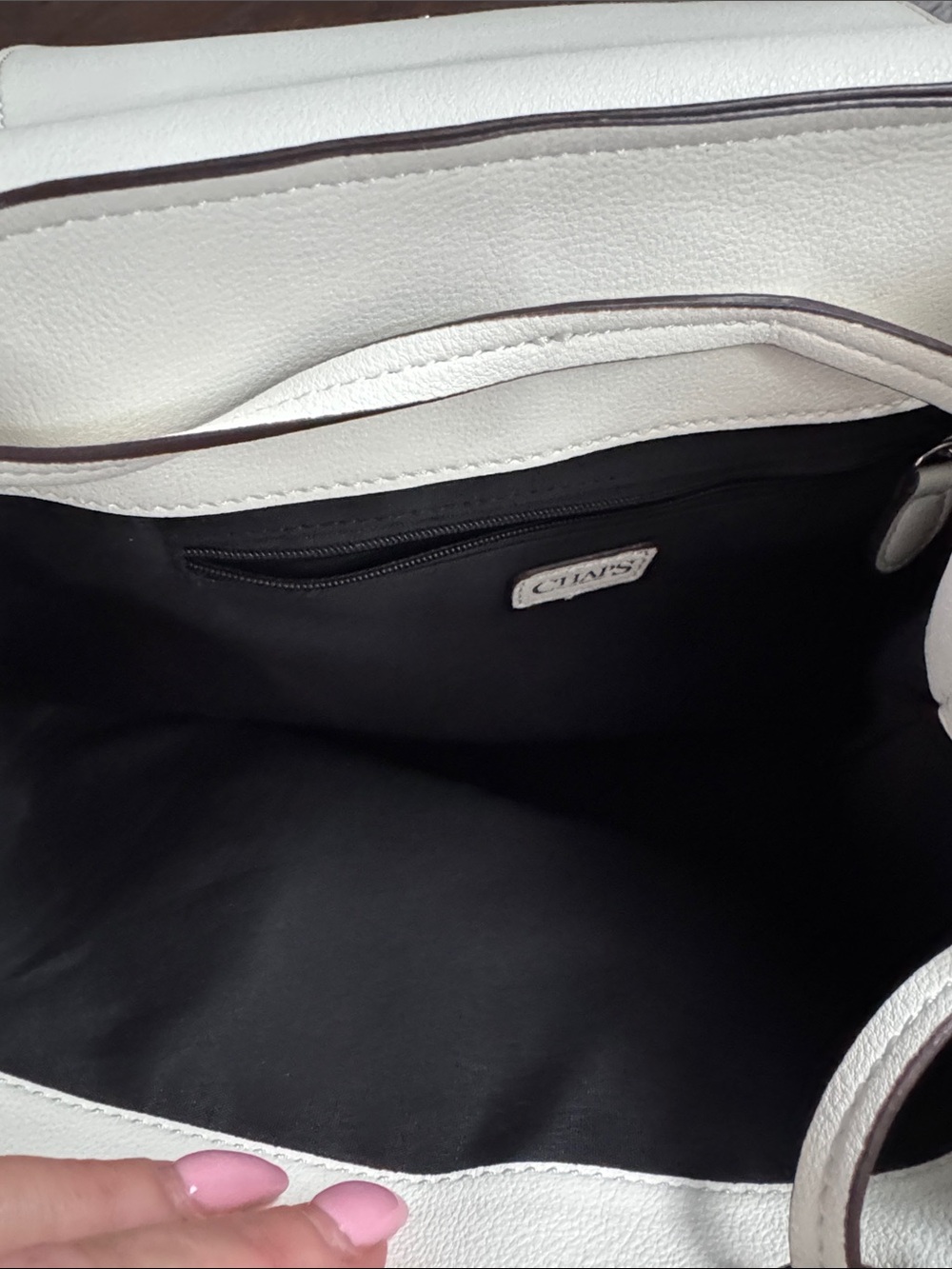Chaps White Structured faux Leather Backpack - Picture 5 of 7